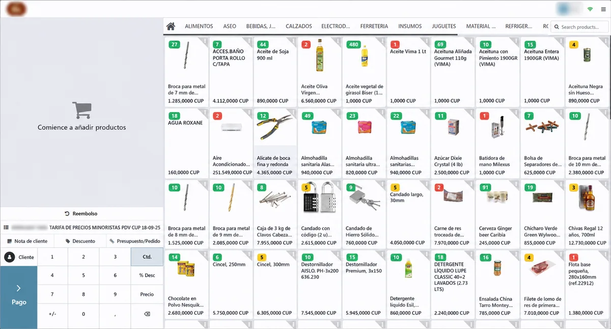 Punto de venta Odoo con productos, precios y existencias en tiempo real